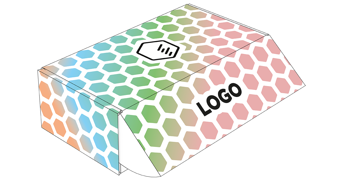 Witte postdoos met rondom kleur bedrukking | Doosopmaat.nl