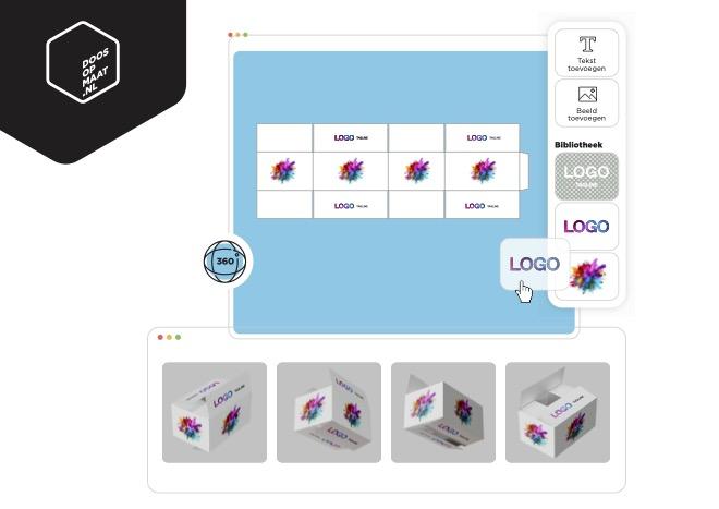 Voorbeeld 3D doos rondom bedrukking | Doosopmaat.nl