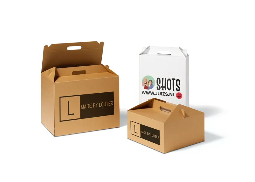 Gepersonaliseerde (bedrukte) goodiebox bruin en wit karton