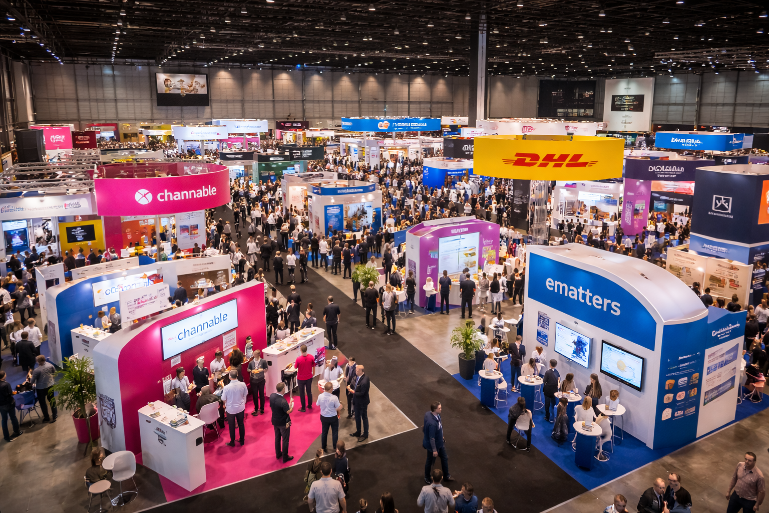 Webwinkelvakdagen bedrijven op verschillende plekken met bezoekers