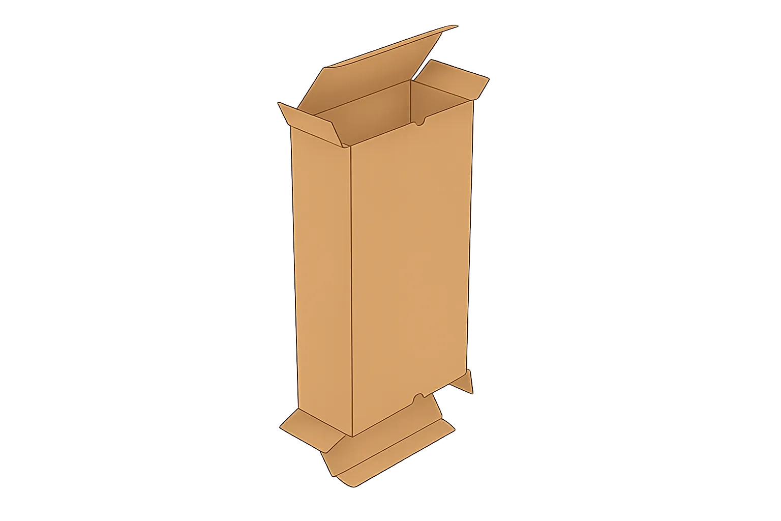 Dubbele klepdoos op maat  (fefco 210) De kartonnen doos die je van boven en onder kunt vullen.