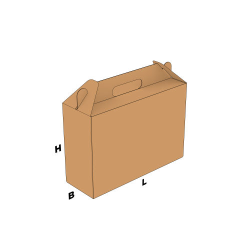 Fefco 427 bruine kofferdoos zonder rondom kleur bedrukking over de lengte breedte en hoogte | Doosopmaat.nl