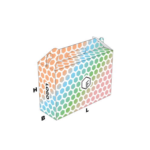 Fefco 217 witte kofferdoos met rondom kleur bedrukking over de lengte breedte en hoogte. | Doosopmaat.nl