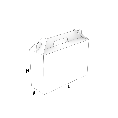 Fefco 427 witte kofferdoos zonder rondom bedrukking over de lengte breedte en hoogte. | Doosopmaat.nl