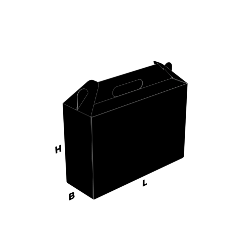 Fefco 217 zwarte kofferdoos zonder bedrukking over de lengte breedte en hoogte. | Doosopmaat.nl