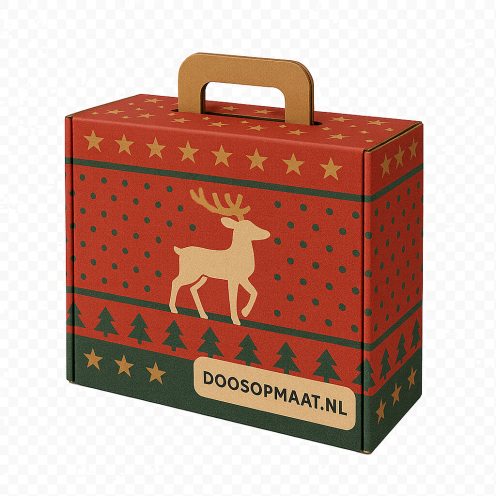 Postdoos met handvat als goodiebox, kerstpakket of relatiegeschenk | Doosopmaat.be